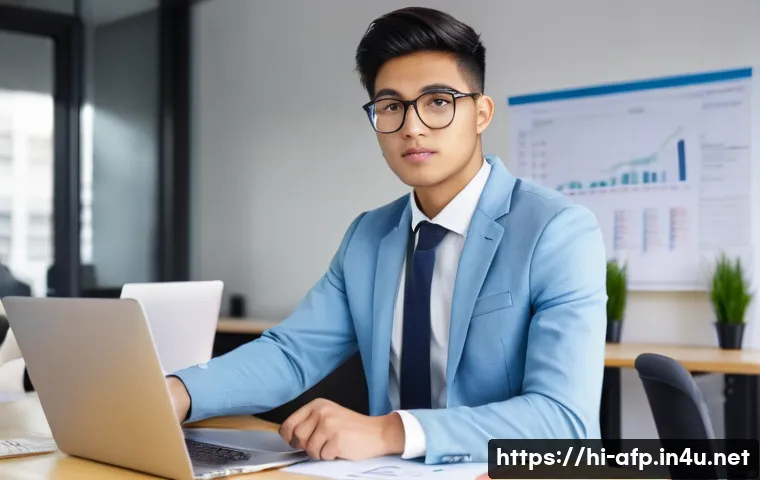 AFP 자격증 공부와 병행 가능한 직업 - **Prompt:** A young, diverse male student in his early twenties, dressed in a smart business casual ...