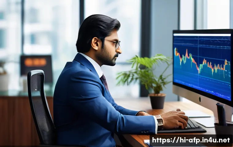 자산관리사 직무에서 성장하는 방법 - A professional Indian financial asset manager analyzing dynamic stock market trends on multiple high...